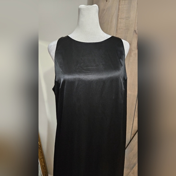 Vintage CADAZ 100% Silk Midi Shift Sleeveless Slip Dress In Black. Size 10 - Picture 5 of 15